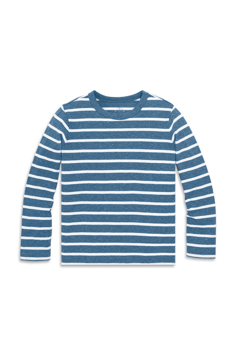 Kids Heathered Long Sleeve Stripe Tee, Main, color, Moonlight/ White Stripe