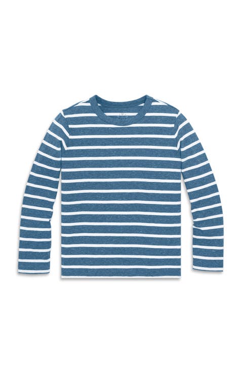 Kids Heathered Long Sleeve Stripe Tee (Toddler, Little Kid, & Big Kid)