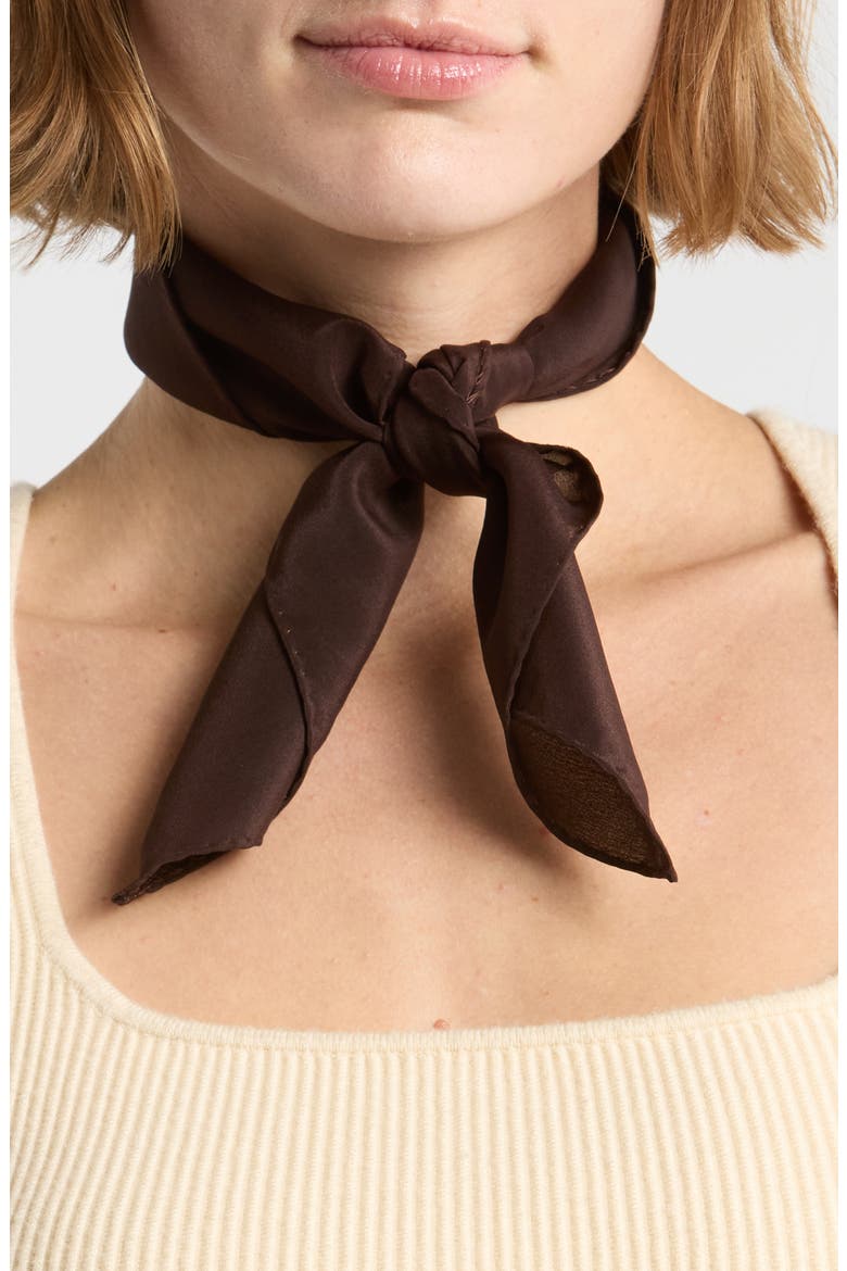Silk Square Scarf, Main, color, CHOCOLATE