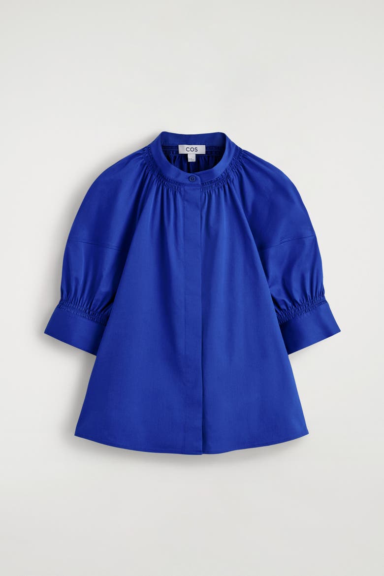 Smocked Puff-sleeve Blouse, Alternate, color, BLUE