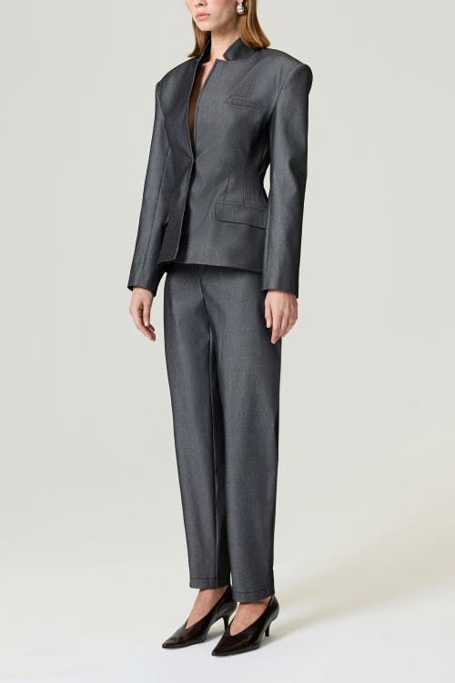 Nocturne Structured Padded High-neck Jacket In Gray