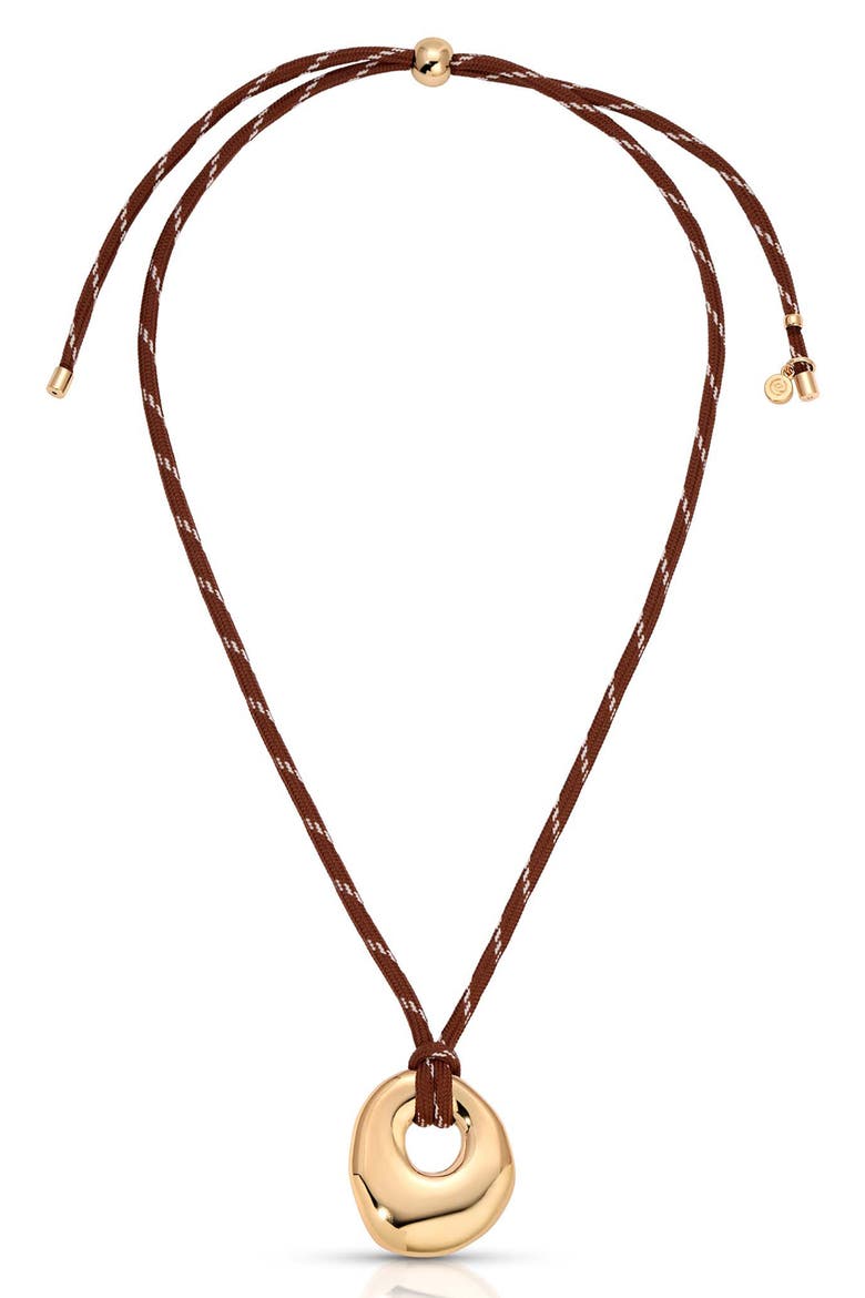 Molten Halo Cord Pendant Necklace, Main, color, BROWN