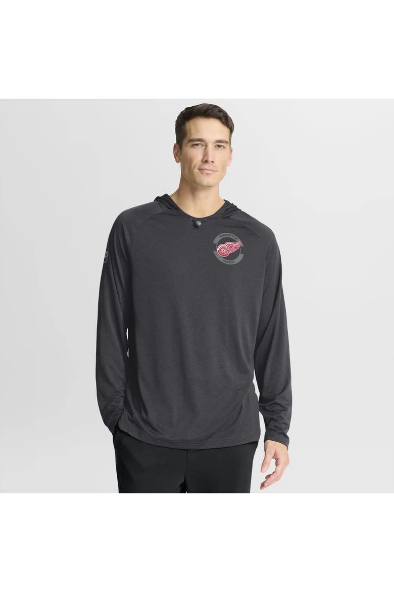 Men's Fanatics Charcoal Detroit Red Wings Authentic Pro Rink Raglan Hoodie, Main, color, Charcoal