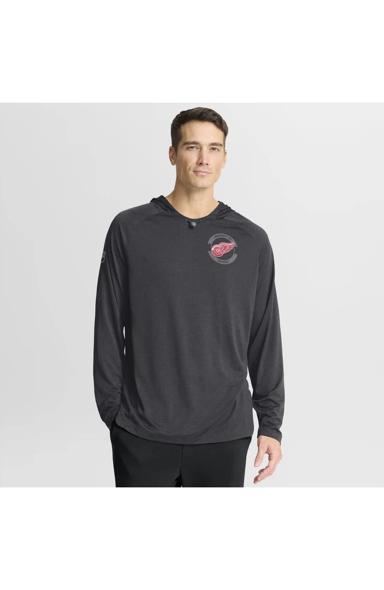 FANATICS Men's Fanatics Charcoal Detroit Red Wings Authentic Pro Rink Raglan Hoodie, Main, color, Charcoal
