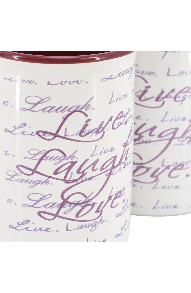 Gibson Home Inspirational Words Live, Laugh, Love 4 Piece 16 Ounce Stoneware Mug Set, Alternate, color, Purple