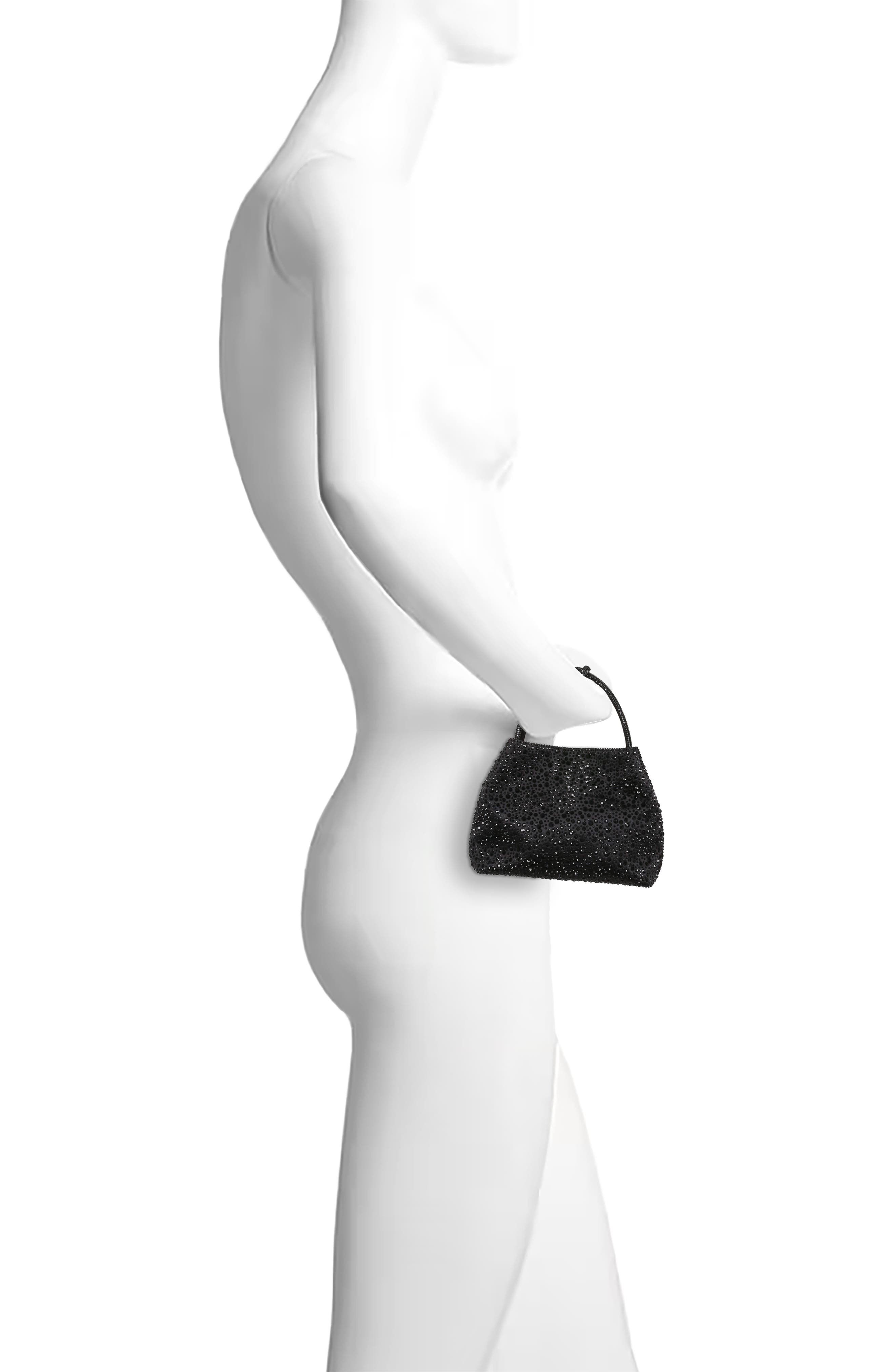 Jewel Badgley Mischka Joy Mix Crystal Mini Bucket Handbag, Alternate, color, Black