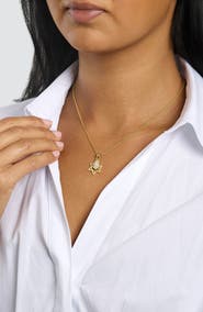 ATHRA LUXE Pavé Ball Hamsa & Star of David Pendant Necklace