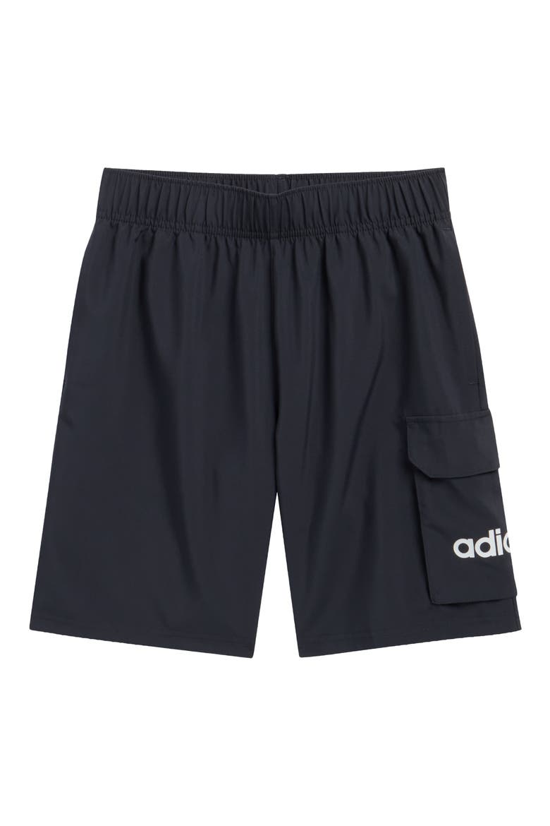 Kids' 3-Bar Logo Tech Terry Cargo Shorts, Main, color, BLACK