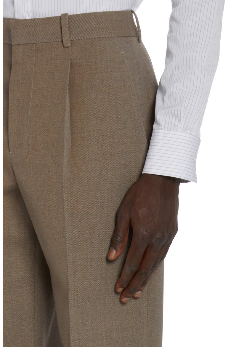 Pleated Multicolor Wool Twill Dress Pants, Alternate, color, GREY/ OCHRE MELANGE