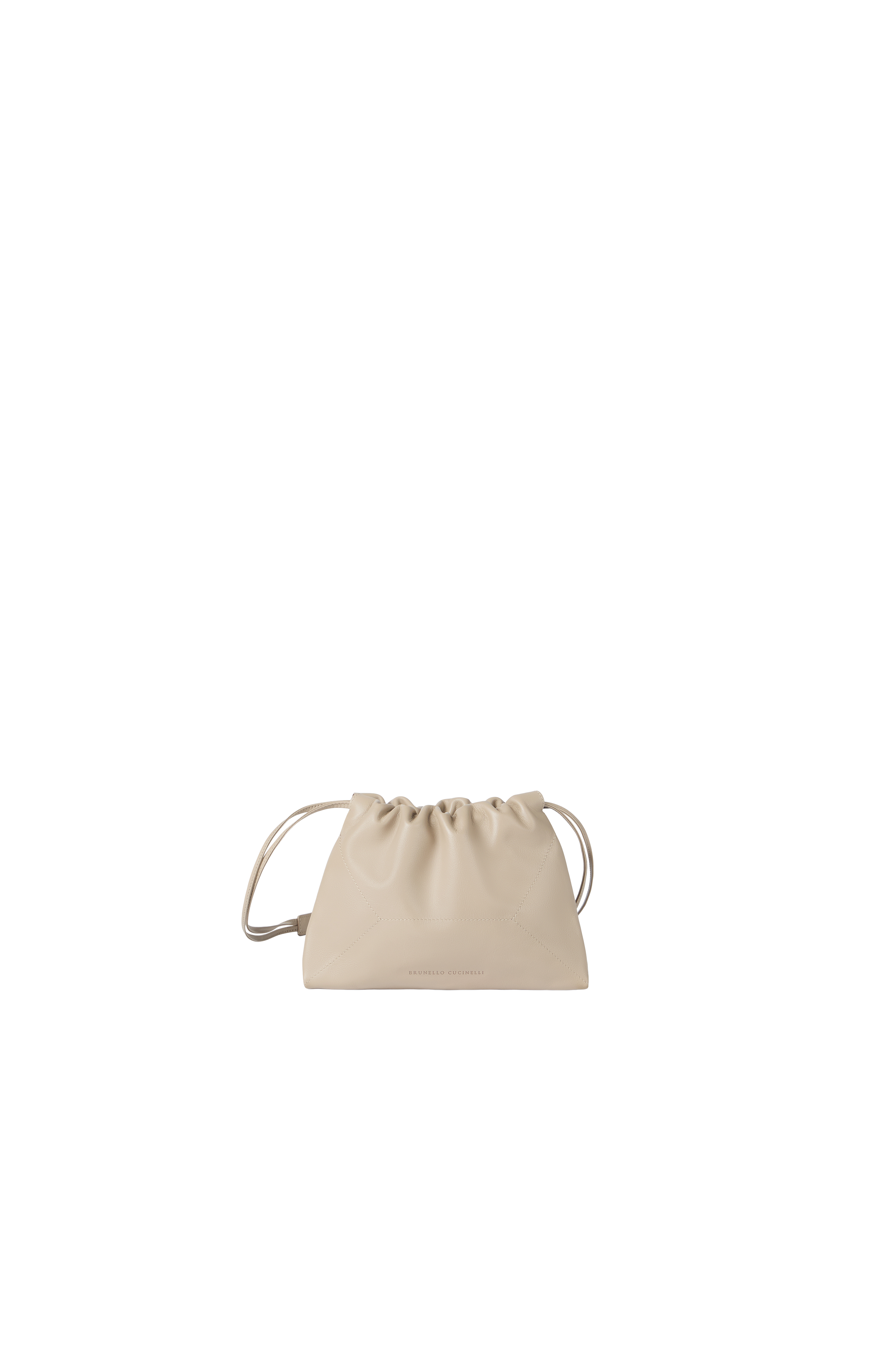 Pouch bag in calfskin with monili, Alternate, color, Buff