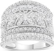 Haus of Brilliance Silver 2.0 Cttw Diamond Edge Multi-Row Ring Band