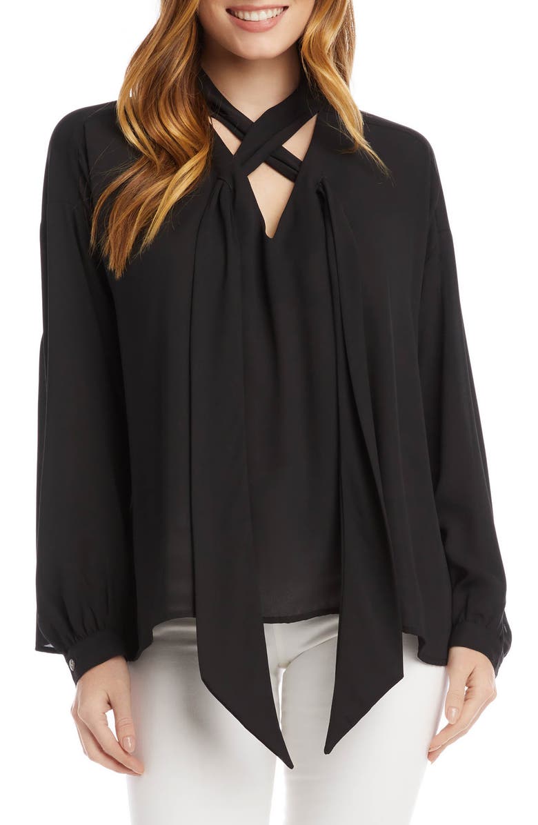 Karen Kane Tie Neck Blouse, Main, color, 
