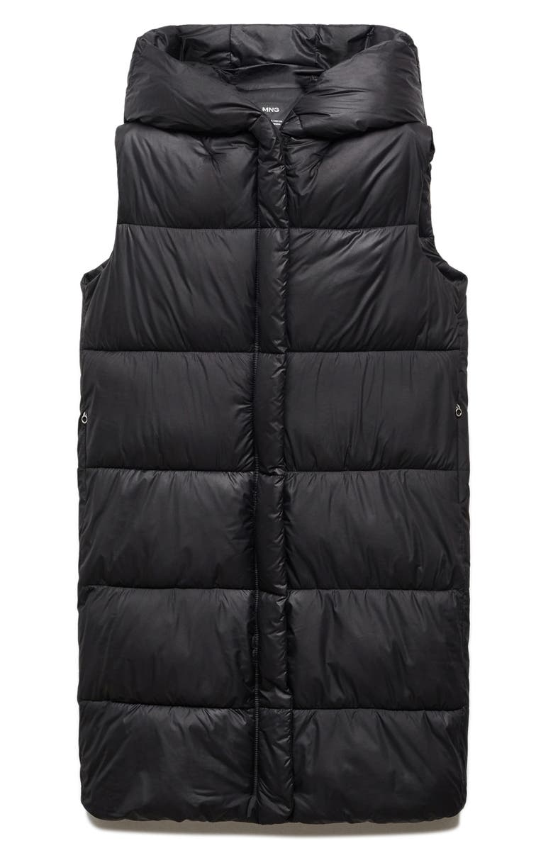 MANGO Long Quilted Water Repellent Hooded Puffer Vest, Alternate, color,