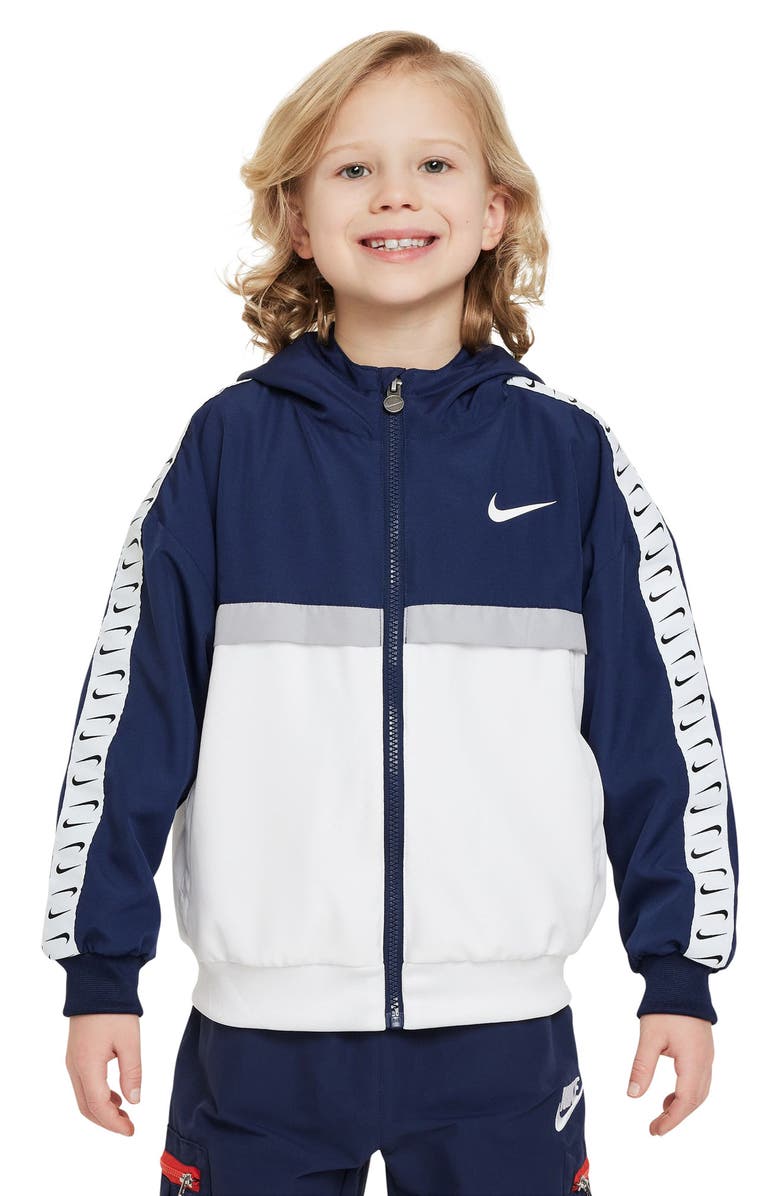 Nike Kids' Hooded Ripstop Windbreaker, Alternate, color, Midnight Navy