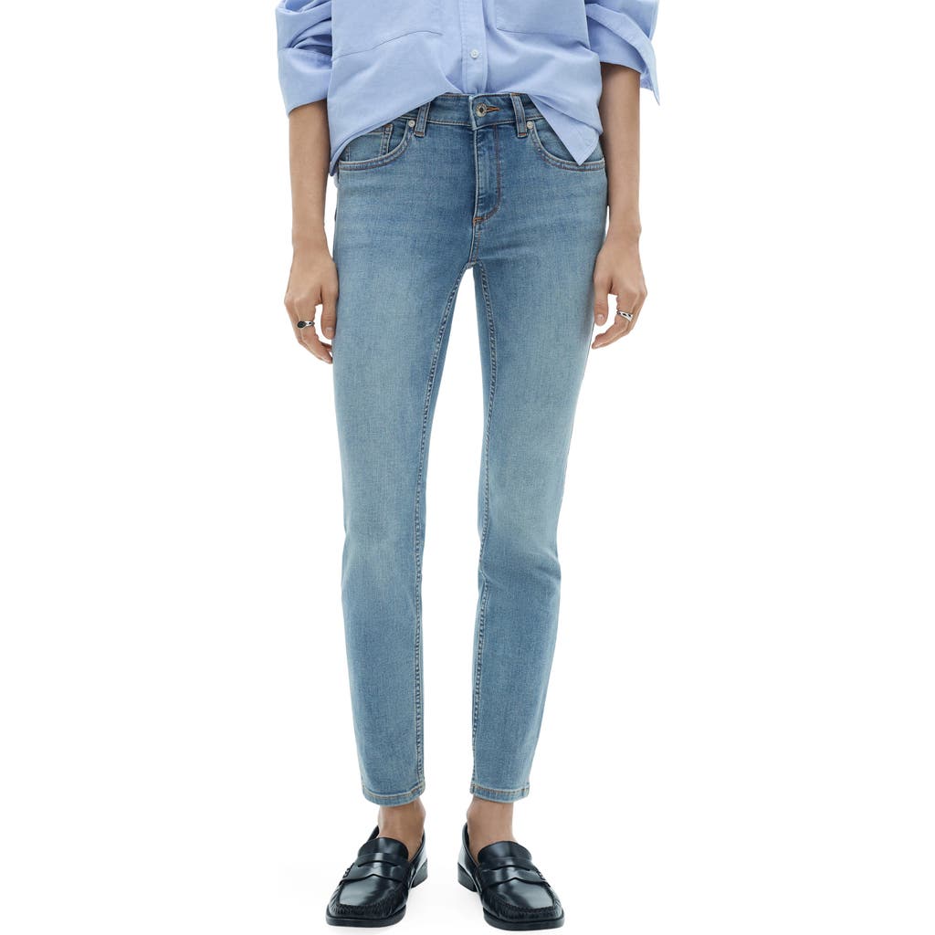 Mango Coated Low Rise Push-up Skinny Jeans In Medium Blue