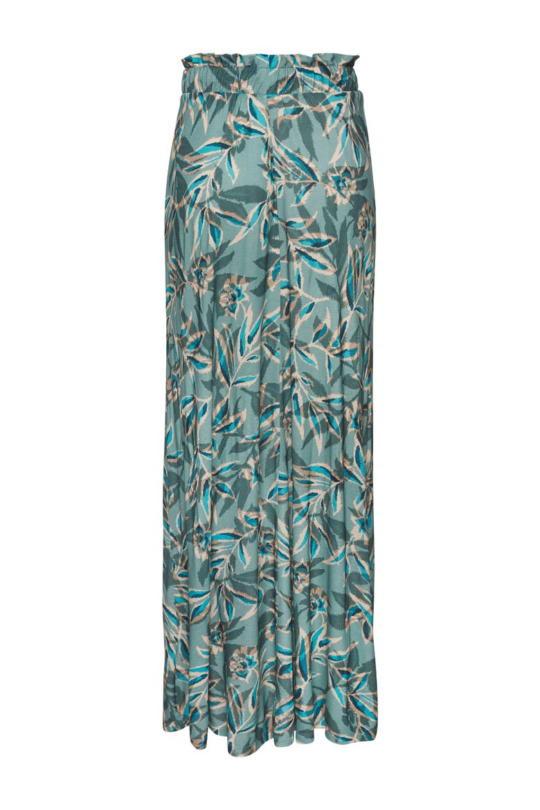Paperbag Maxi Skirt, Alternate, color, Teal Print