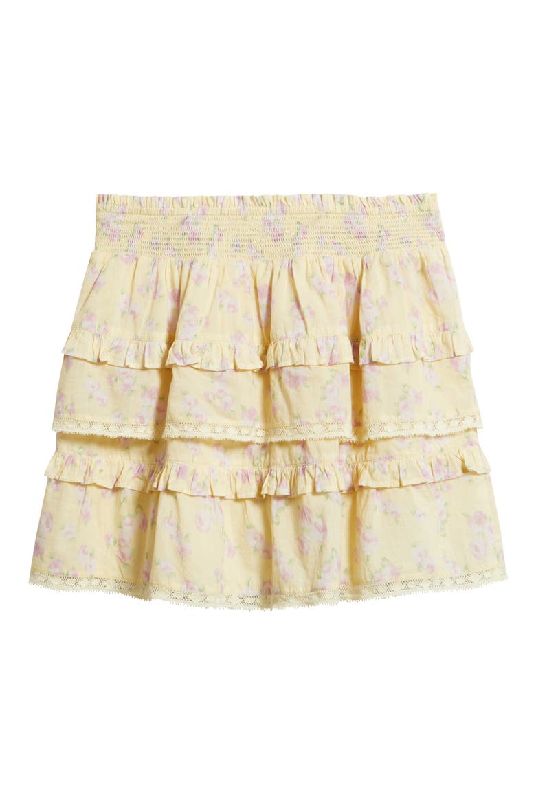 Billie Floral Print Ruffle Miniskirt, Main, color, LEMON SPRITZ