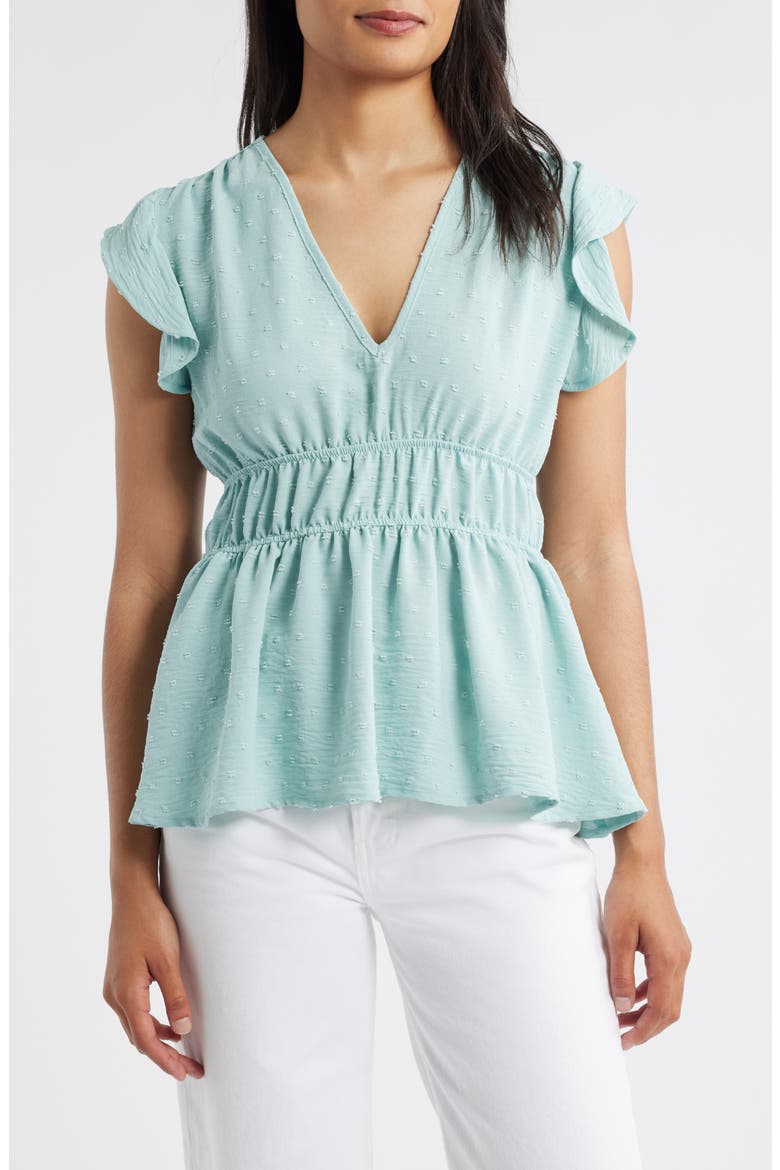 Flutter Sleeve Empire Waist Top, Main, color, SAGE