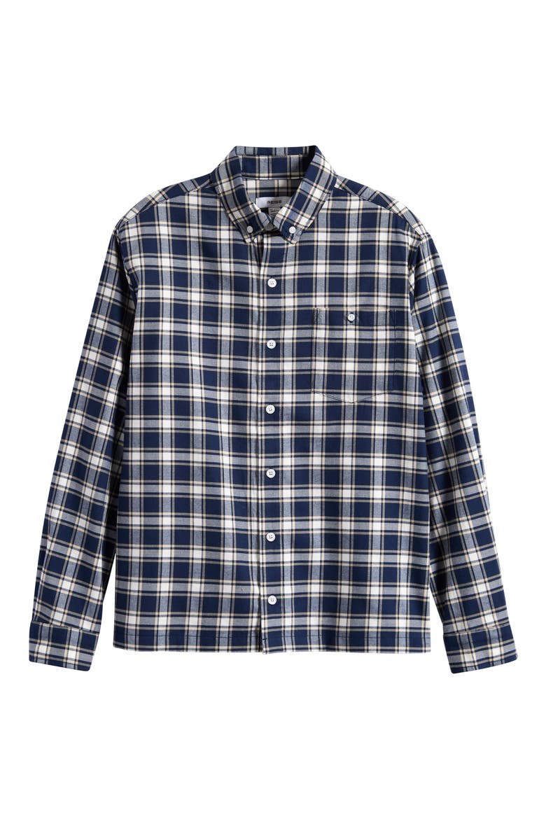 Kids' Bailes Plaid Button-Up Shirt, Main, color, NAVY BLUE