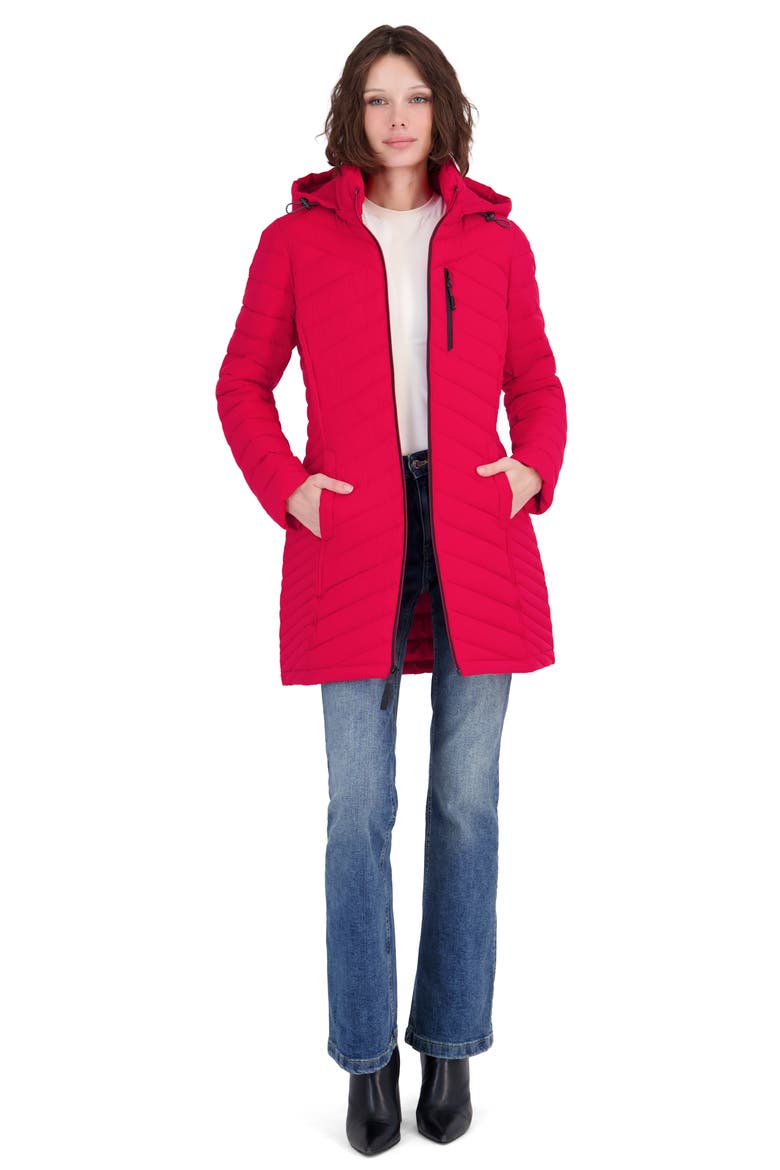 Water Resistant Stretch Puffer Coat, Alternate, color, NAUTICA RED