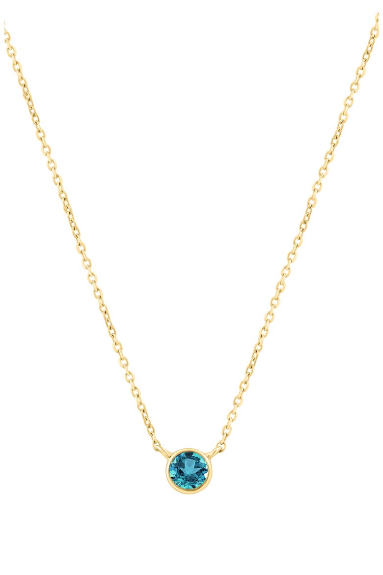 Gold Plated Sterling Silver Solitaire Pendant Necklace, Main, color, BLUE
