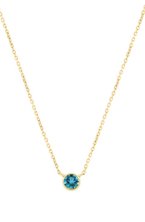 Gold Plated Sterling Silver Solitaire Pendant Necklace