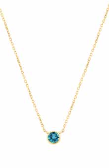Gold Plated Sterling Silver Solitaire Pendant Necklace