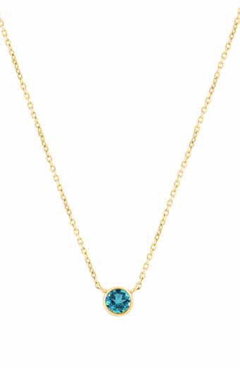 Gold Plated Sterling Silver Solitaire Pendant Necklace