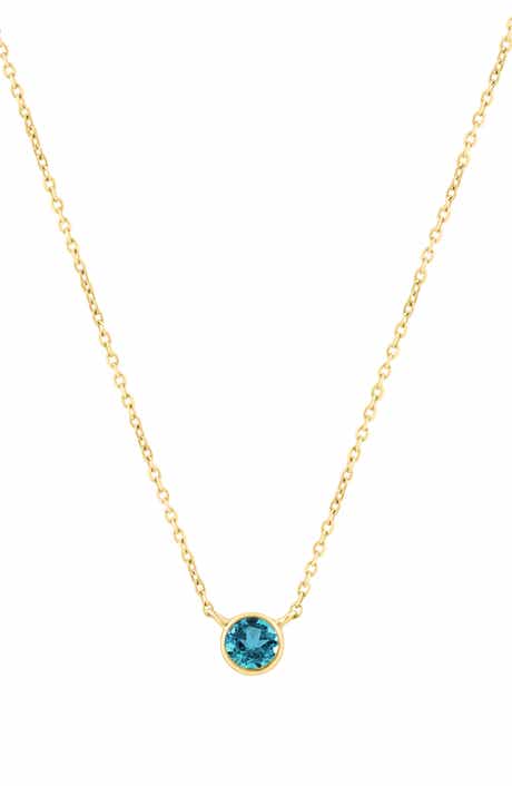 Gold Plated Sterling Silver Solitaire Pendant Necklace