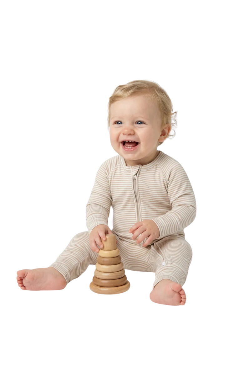 Long Sleeve and Pants Sleeper, Alternate, color, Oatmeal Stripe