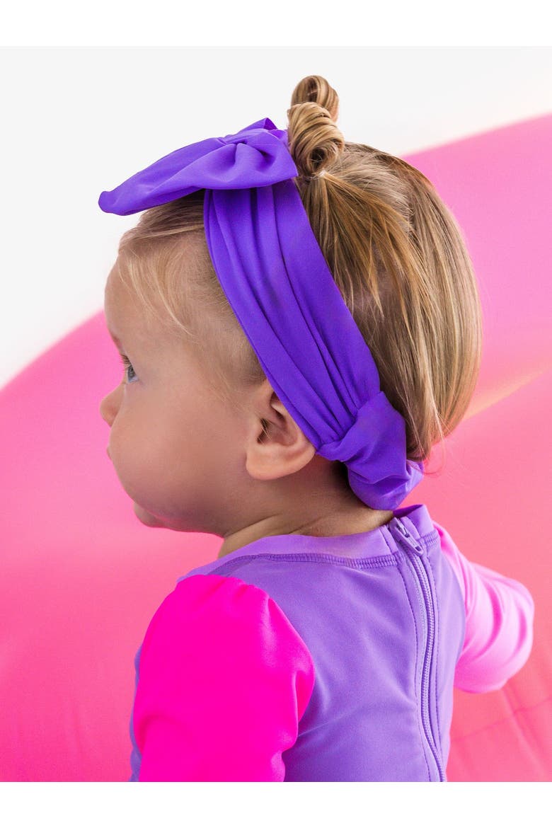 Girls UPF50+ Swim Bow Headband, Alternate, color, Neon Purple