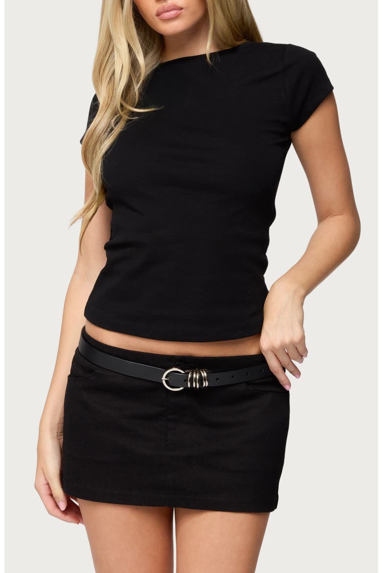 Oliana Rib Boat Neck T-Shirt, Main, color, BLACK