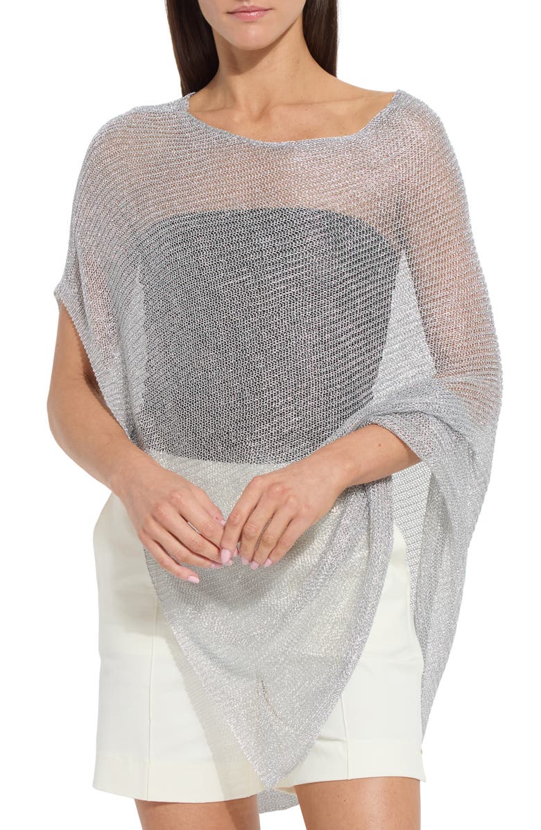 Lysse Argento Summer Convertible Mesh Poncho, Main, color, Metallic Silver