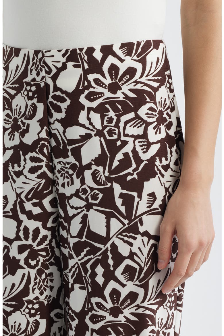 Print Knit Crop Wide Leg Pants, Alternate, color, DARK CHOCOLATE/ WHITE