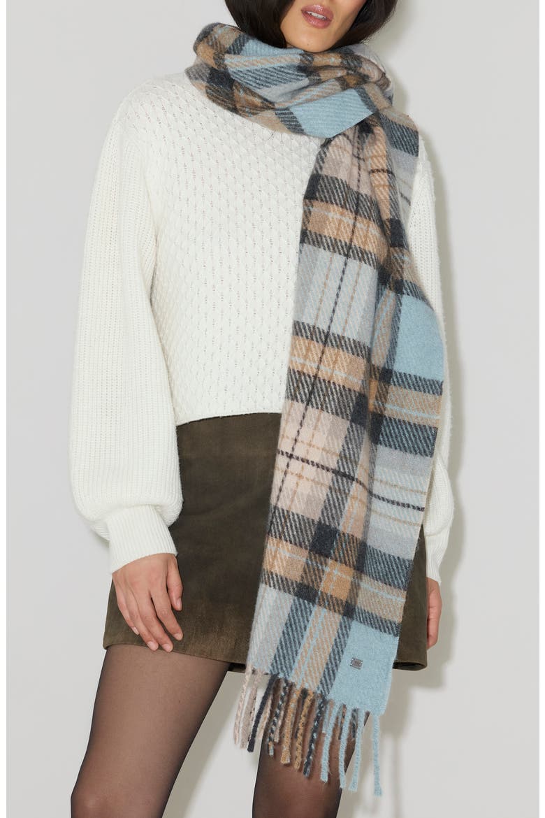 Elizabeth Plaid Fringe Scarf, Main, color, MULTICOLOR