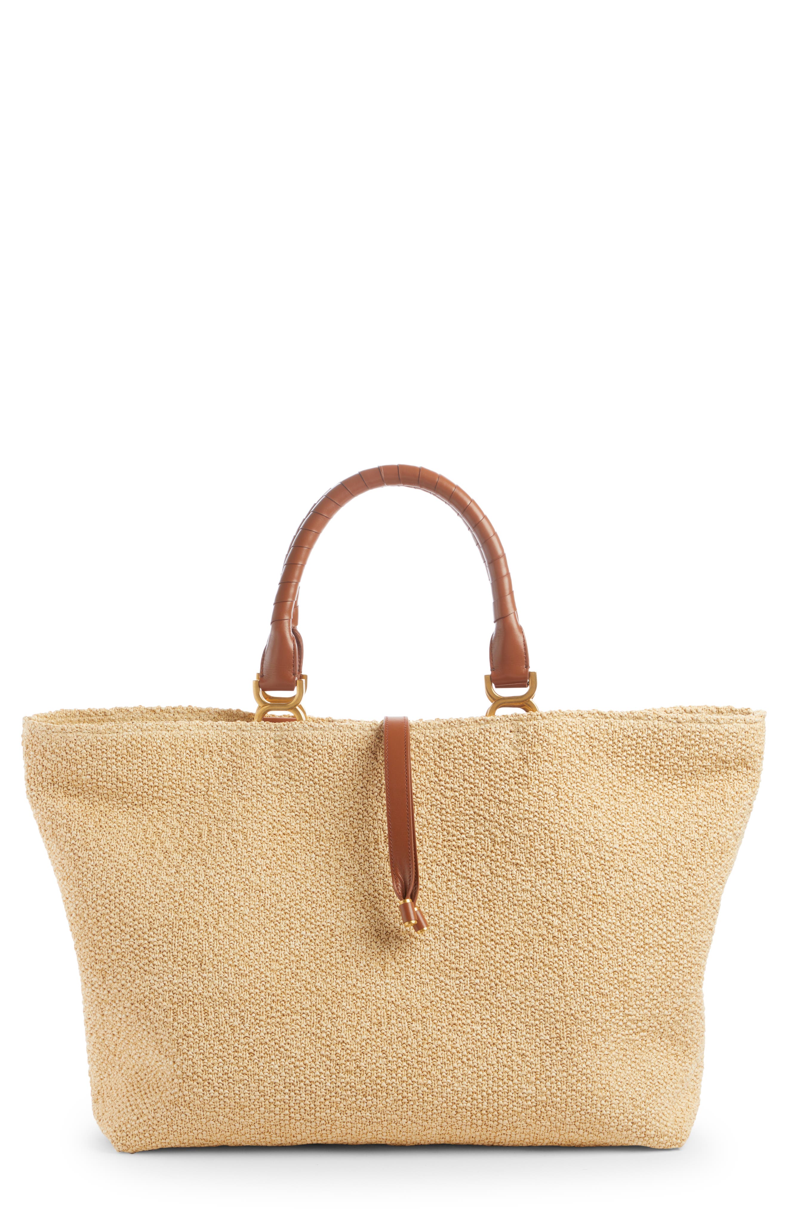 Chloé Large Marcie Raffia Tote, Main, color, 