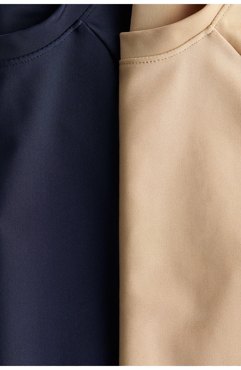 H&M 2-pack Upf 50 Swim Tops, Alternate, color, Beige/Navy Blue