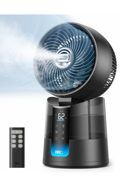 Portable Evaporative Cooler Table Fan with Remote and 6 Speeds in Grey