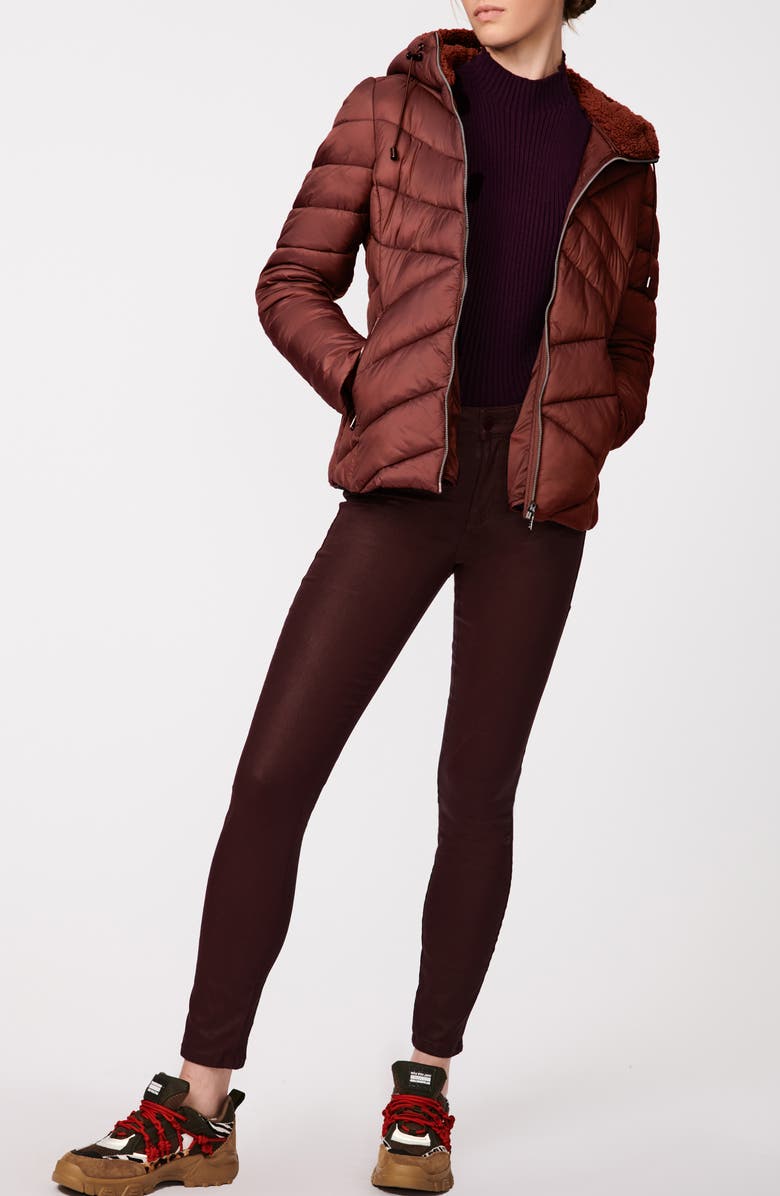 Bernardo High-Pile Fleece Lined Hooded Puffer Jacket, Alternate, color, Brownie Bite