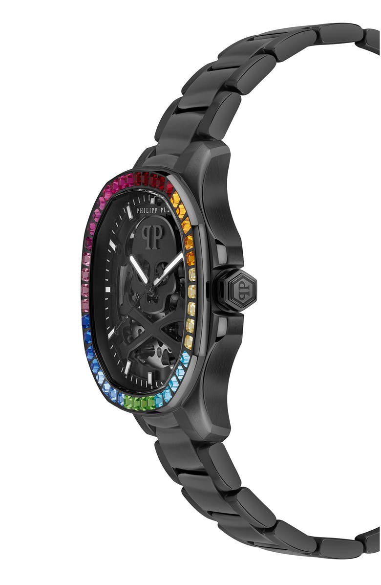 PHILIPP PLEIN Skeleton Spectre Bracelet Watch, 42mm, Alternate, color, Ip Black