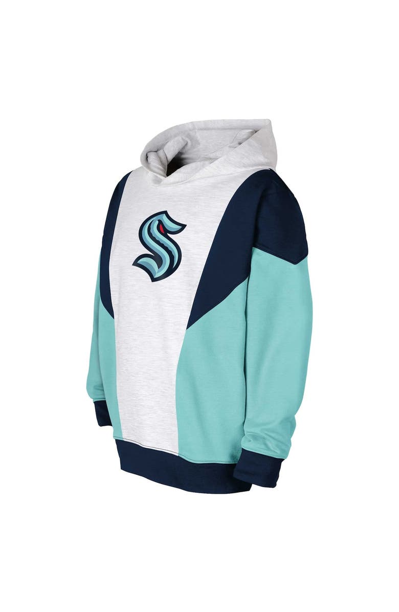 Outerstuff Youth Ash/Deep Sea Blue Seattle Kraken Champion League Fleece Pullover Hoodie, Alternate, color, Ash