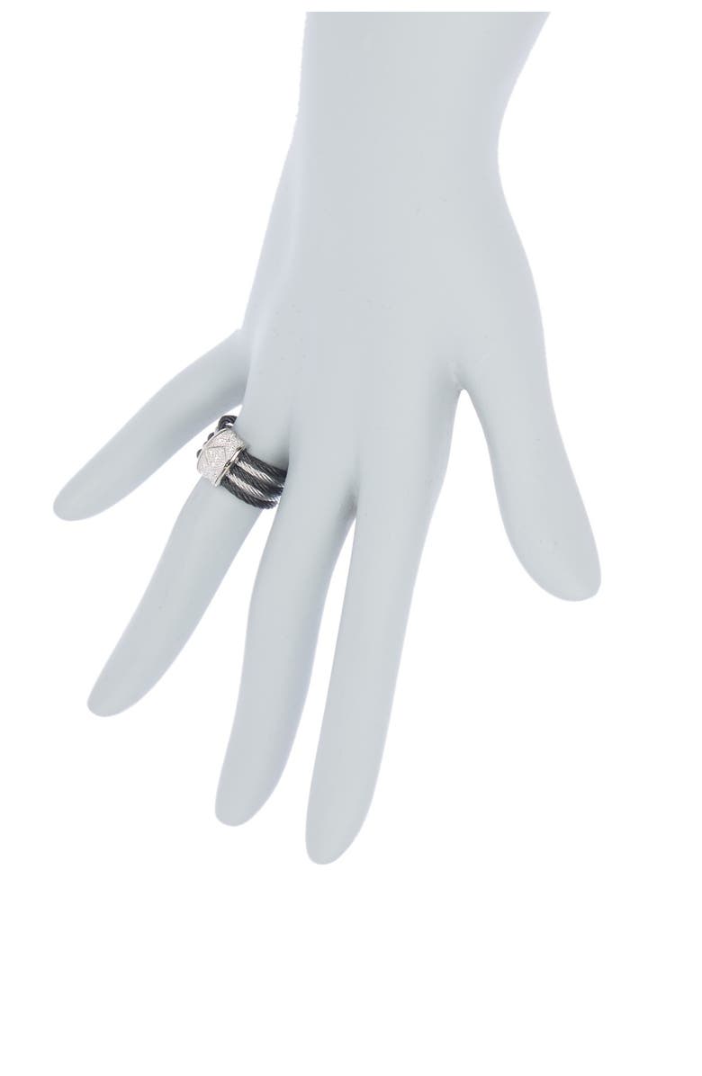 ALOR® 18K White Gold Stainless Steel Diamond Cable Ring - Size 7 - 0.08 ...