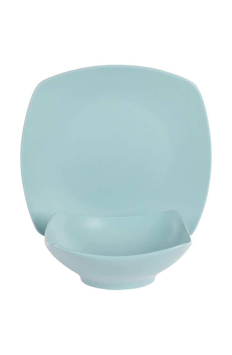 Gibson Home Zen Buffetware 8 Piece Fine Ceramic Dinnerware Set, Alternate, color, Blue