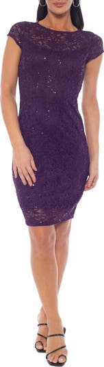 Marina Women's Sequin Lace Cap Sleeve Sheath Dress - Purple - Casual dresses Marina Women's Sequin Lace Cap Sleeve Sheath Dress - Purple - Casual dresses
