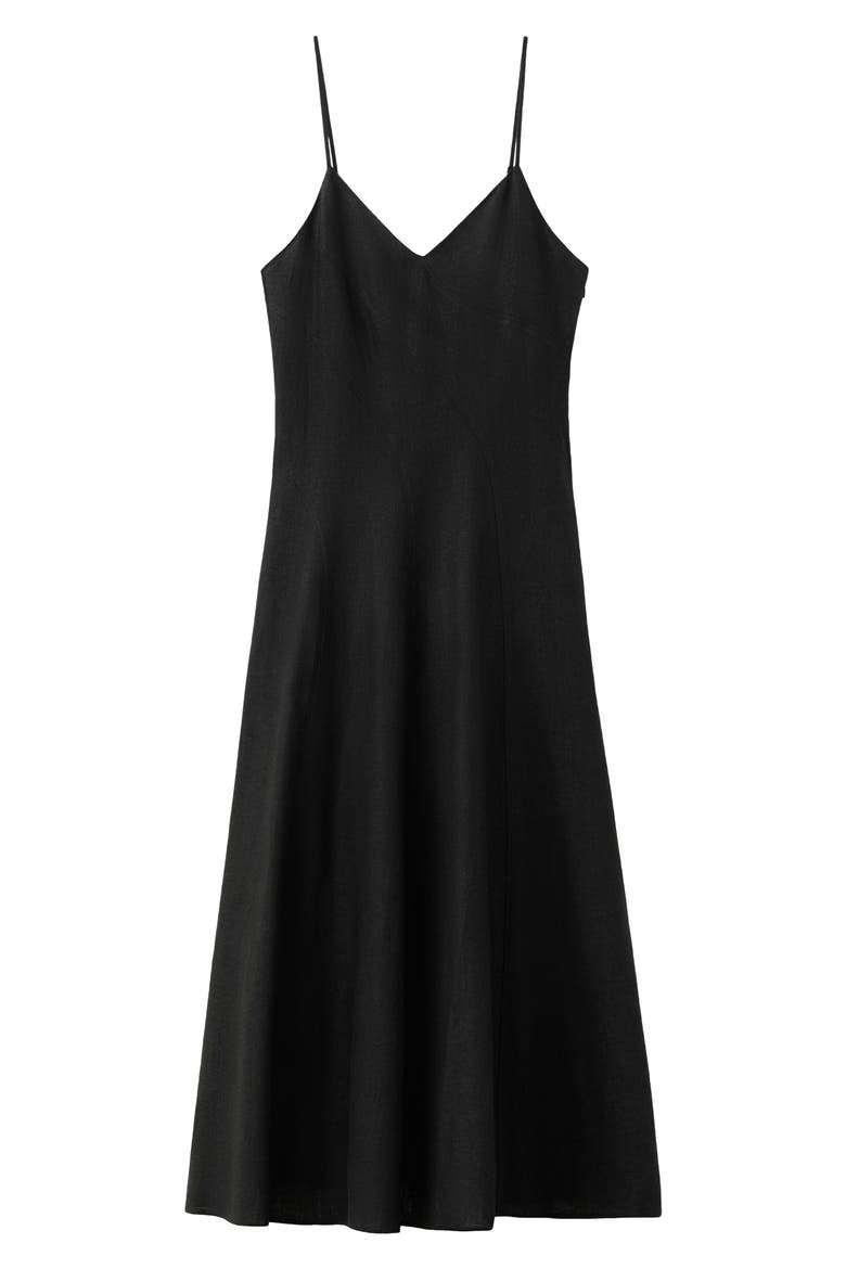 Sleeveless Linen Blend Midi Dress, Main, color, BLACK