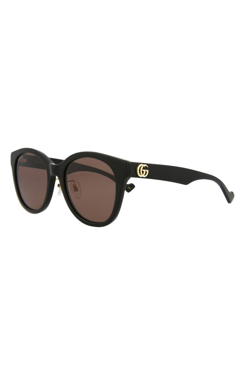 Gucci 56mm Round Sunglasses, Alternate, color, Black Black Brown