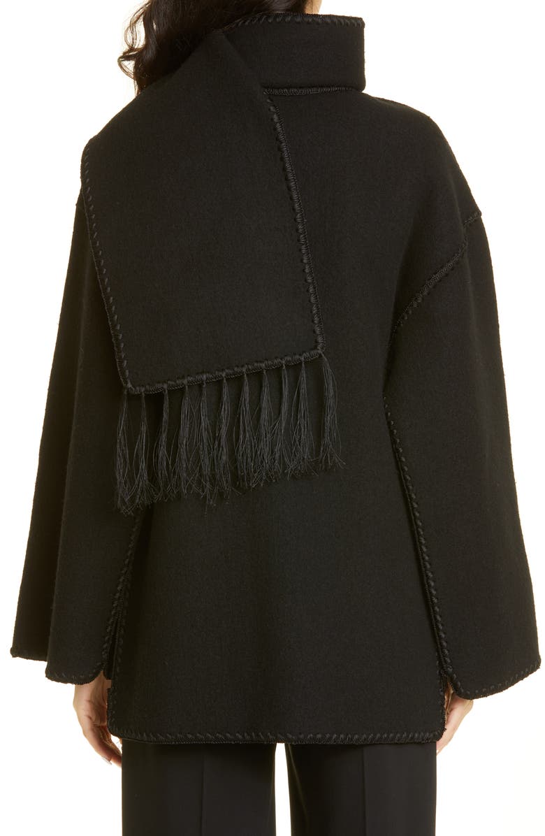 Chain Stitch Wool Blend Scarf Jacket