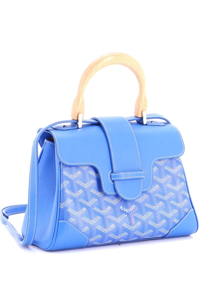 Pre-Owned Goyard Saigon Top Handle Bag Coated Canvas with Leather Mini, Alternate, color, Blue