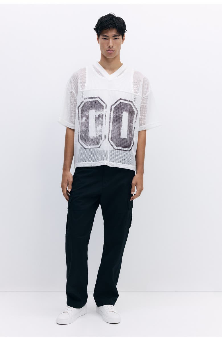 H&M Regular Fit Twill Cargo Trousers, Main, color, Black