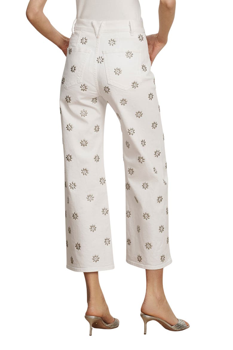 Grant Studded High Waist Ankle Wide Leg Jeans, Alternate, color, WHITE